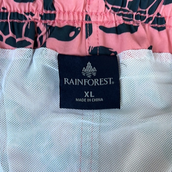 RAINFOREST Mens Lined Swim Trunks Turtle Print In Flamingo Pink Size XL NWOT - Picture 7 of 8